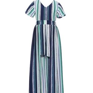 Stripe Walk-Through Jumpsuit 💙💚🤍